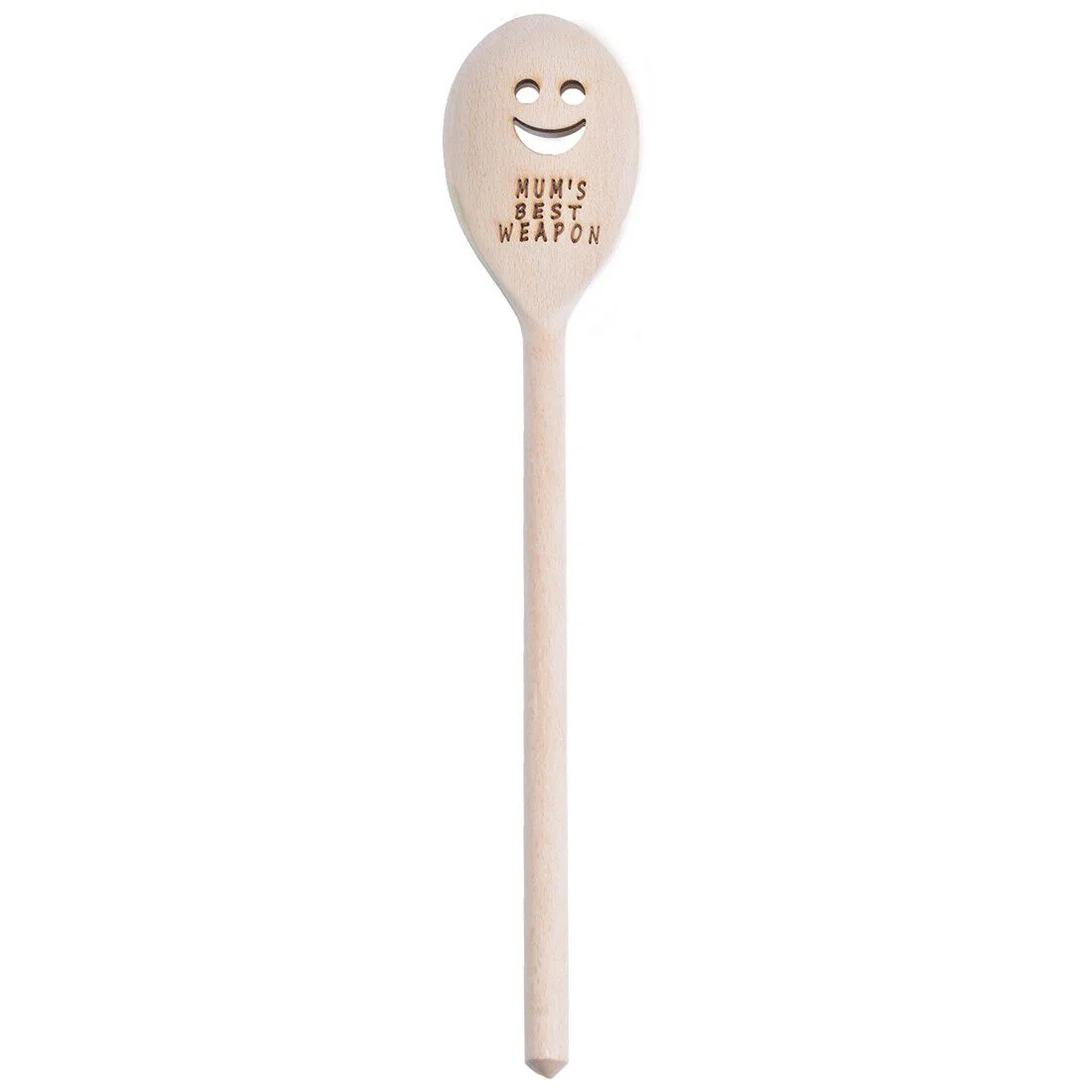 Mum's Best Weapon Oak Wooden Spoon With Smile-shaped Holes