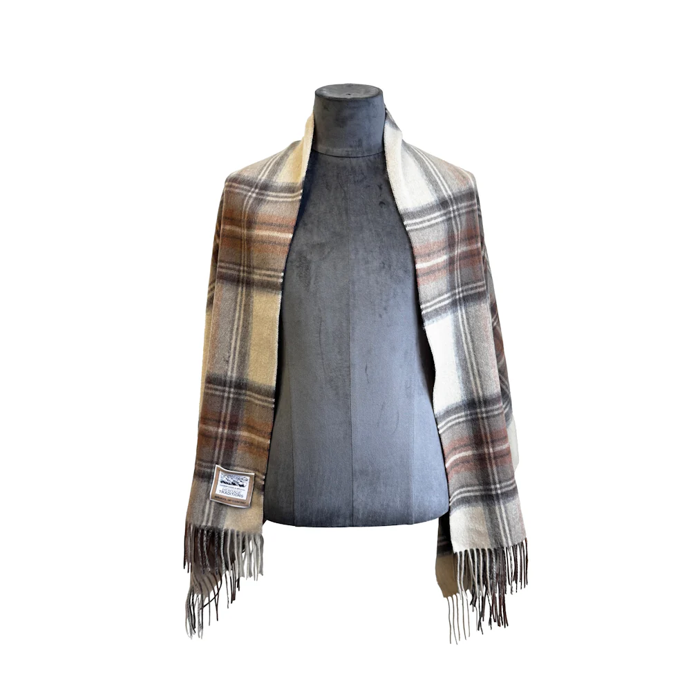 Natural Stewart Tartan Wool Stole