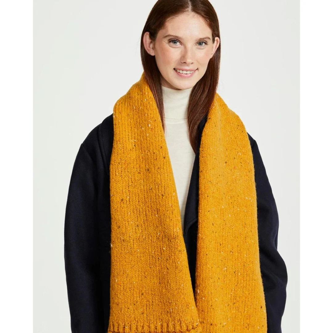 Nepped Woollen Scarf Yellow - Image 2