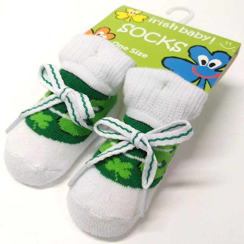 Newborn Shamrock Bootie Socks With Laces - Image 2