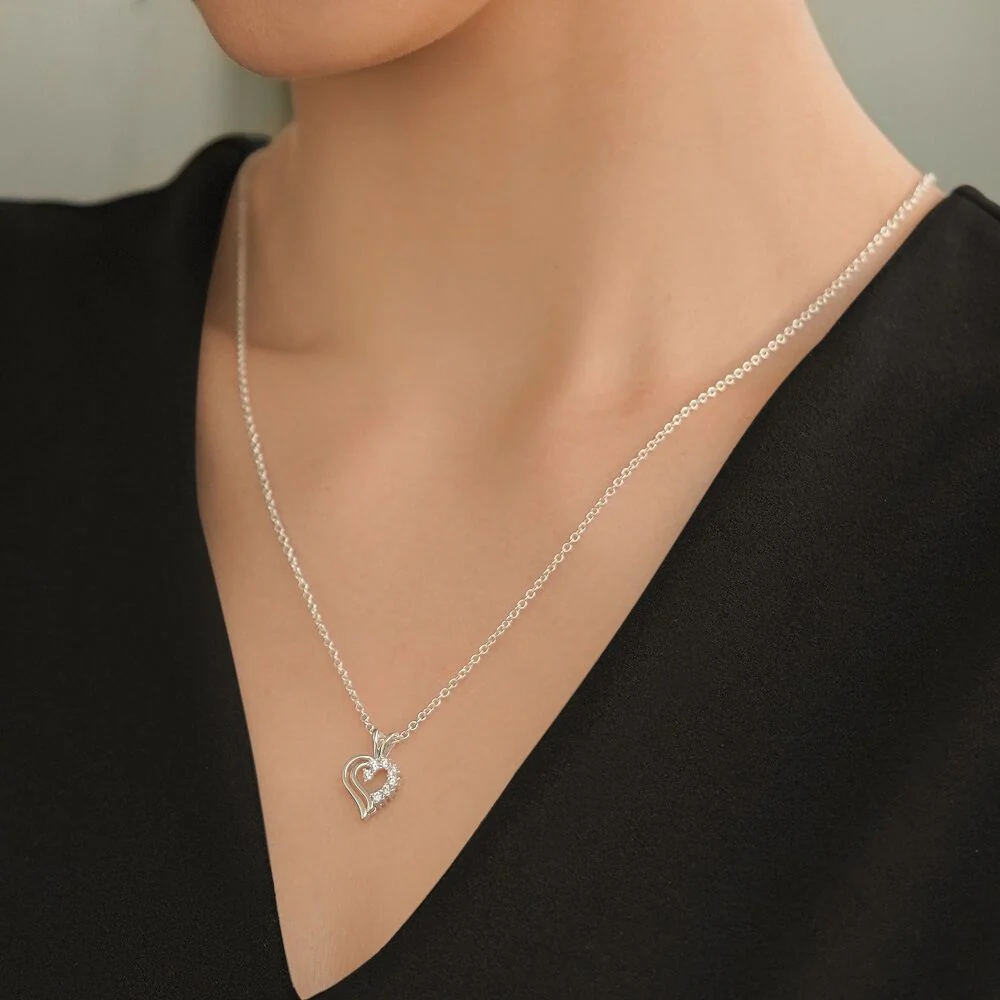 Newbridge Silverware Double Heart Necklace Clear - Image 2