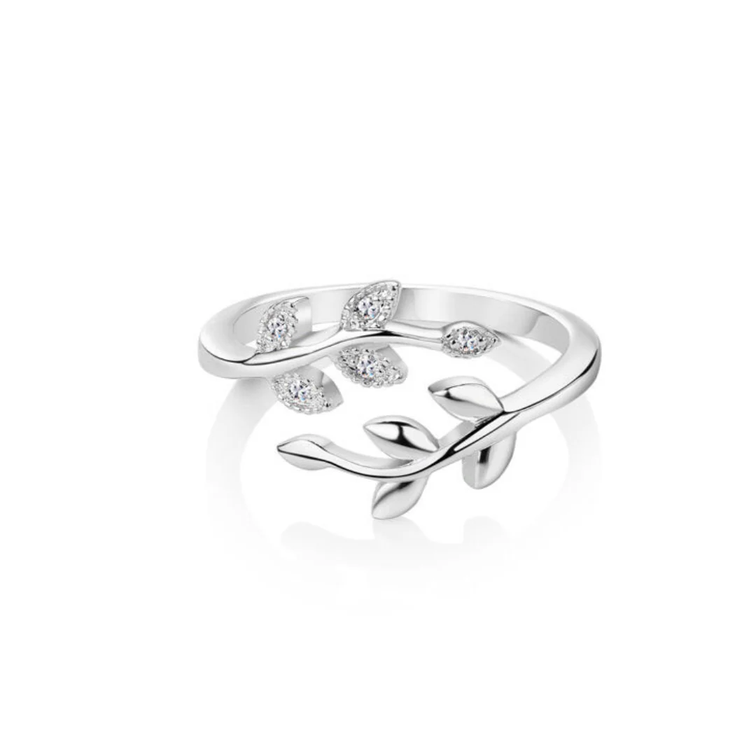 Newbridge Silverware Leaf Ring With Clear Stones - Image 3
