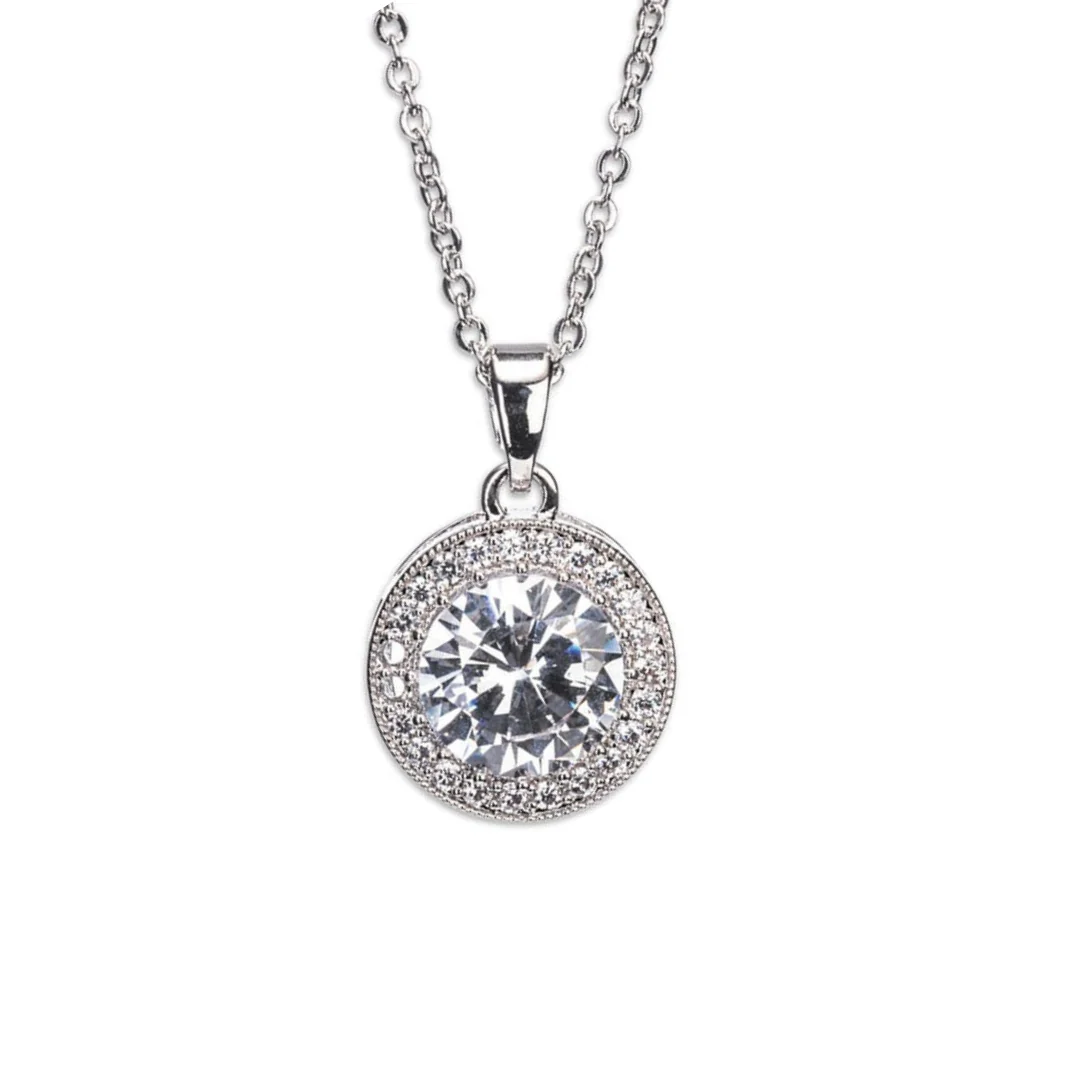 Newgrange Living Silver White Stone & Diamante Necklace