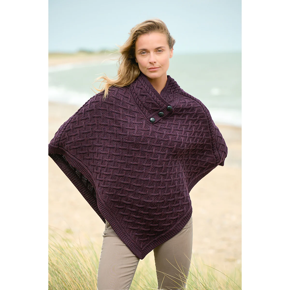 NUA Plum Super Soft Merino Poncho - Image 2