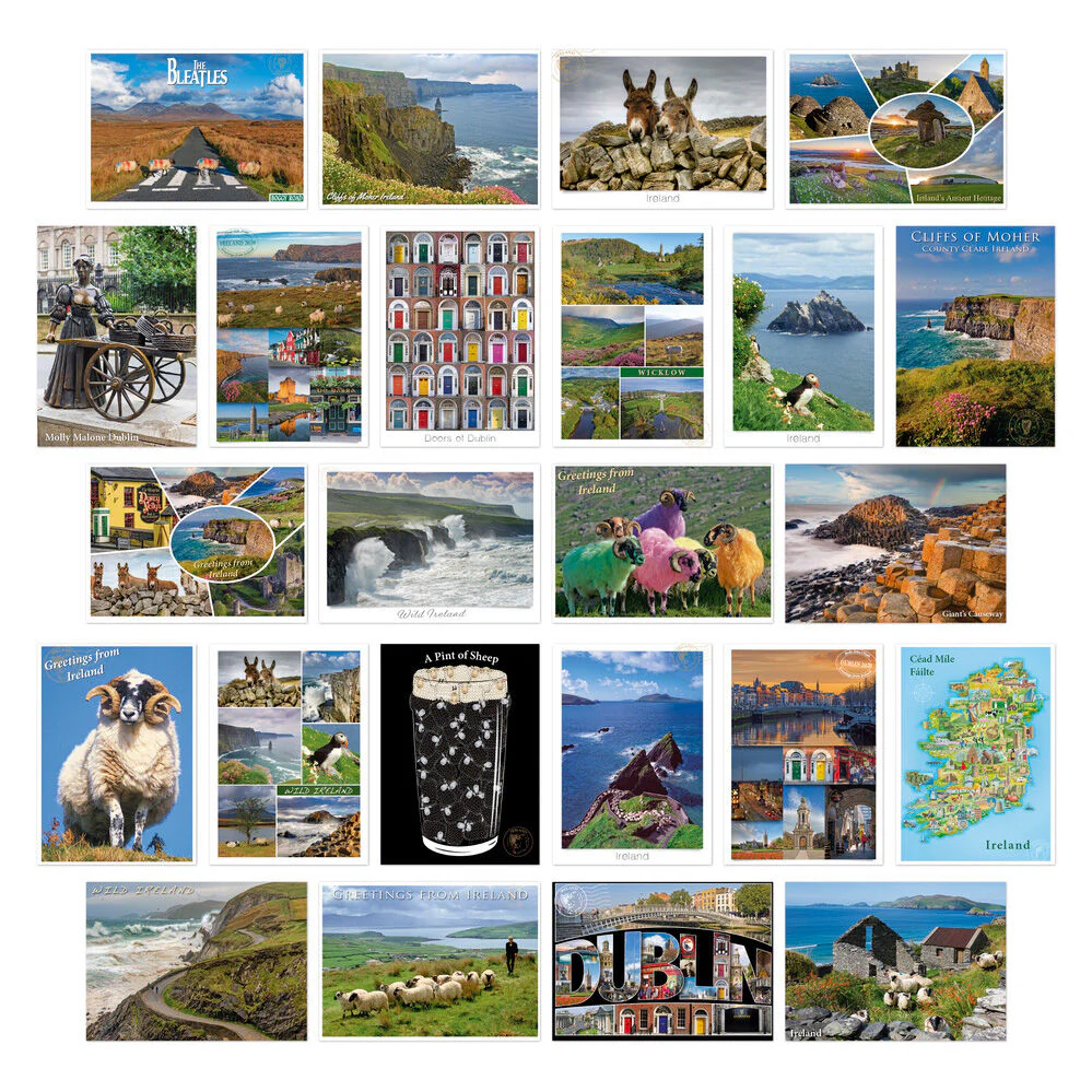 Pack Of 24 Small Postcards With Irish Designs