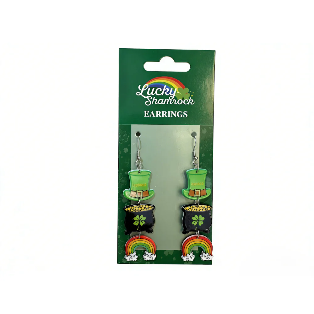 Paddys Hat & Rainbow Earrings Set - Image 2