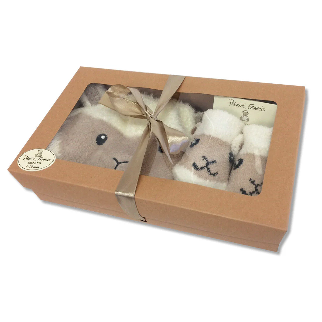 Patrick Francis Ireland Baby Sheep Hat & Booties Set, Cream Colour - Image 3