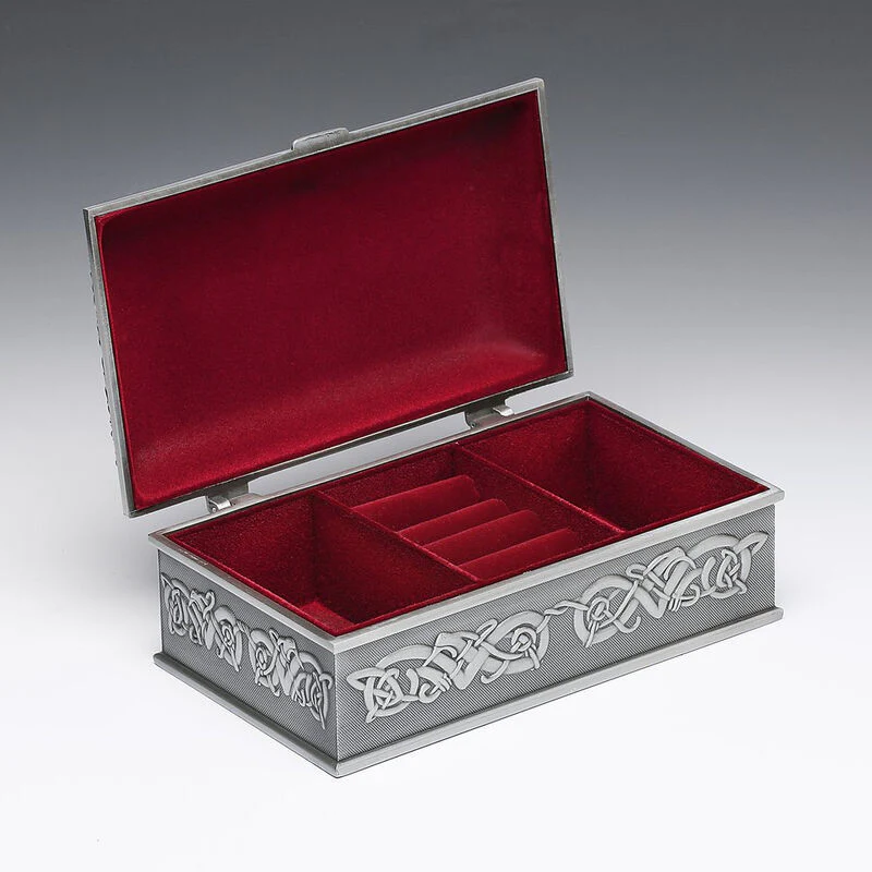 Pewter Jewellery Box Claddagh Pattern Large - Image 3