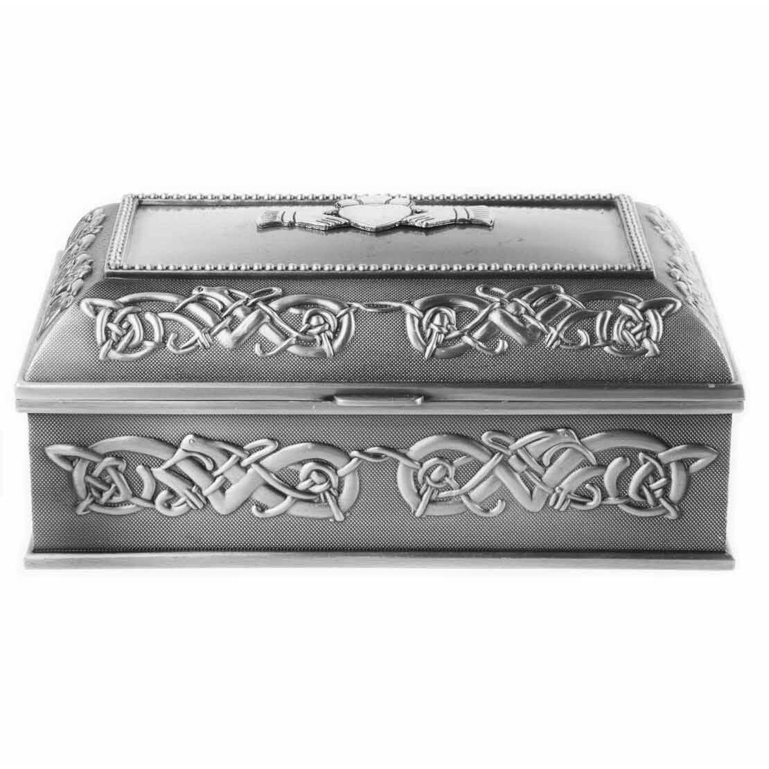 Pewter Jewellery Box Claddagh Pattern Large - Image 4