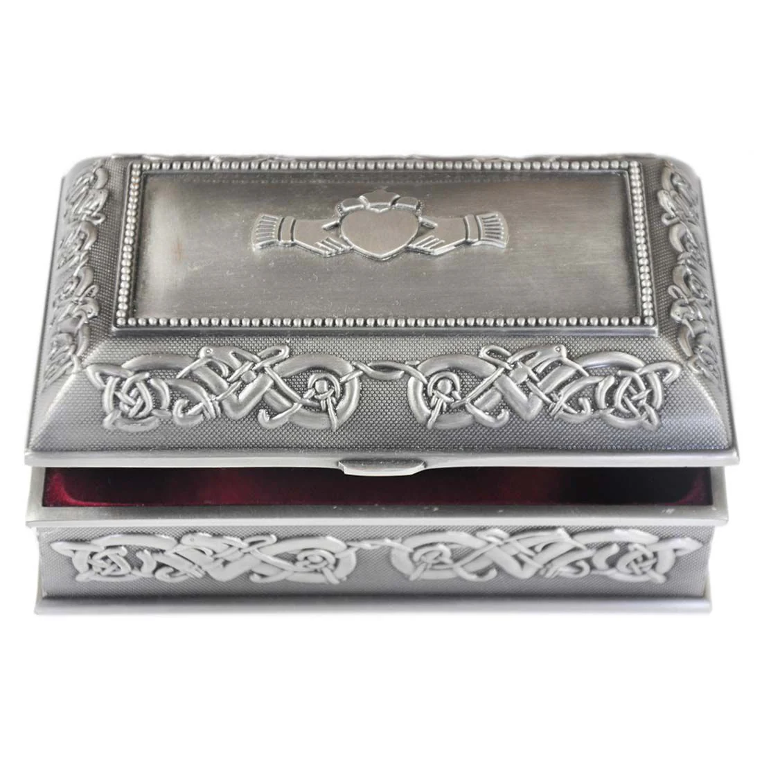 Pewter Jewellery Box Claddagh Pattern Medium - Image 3