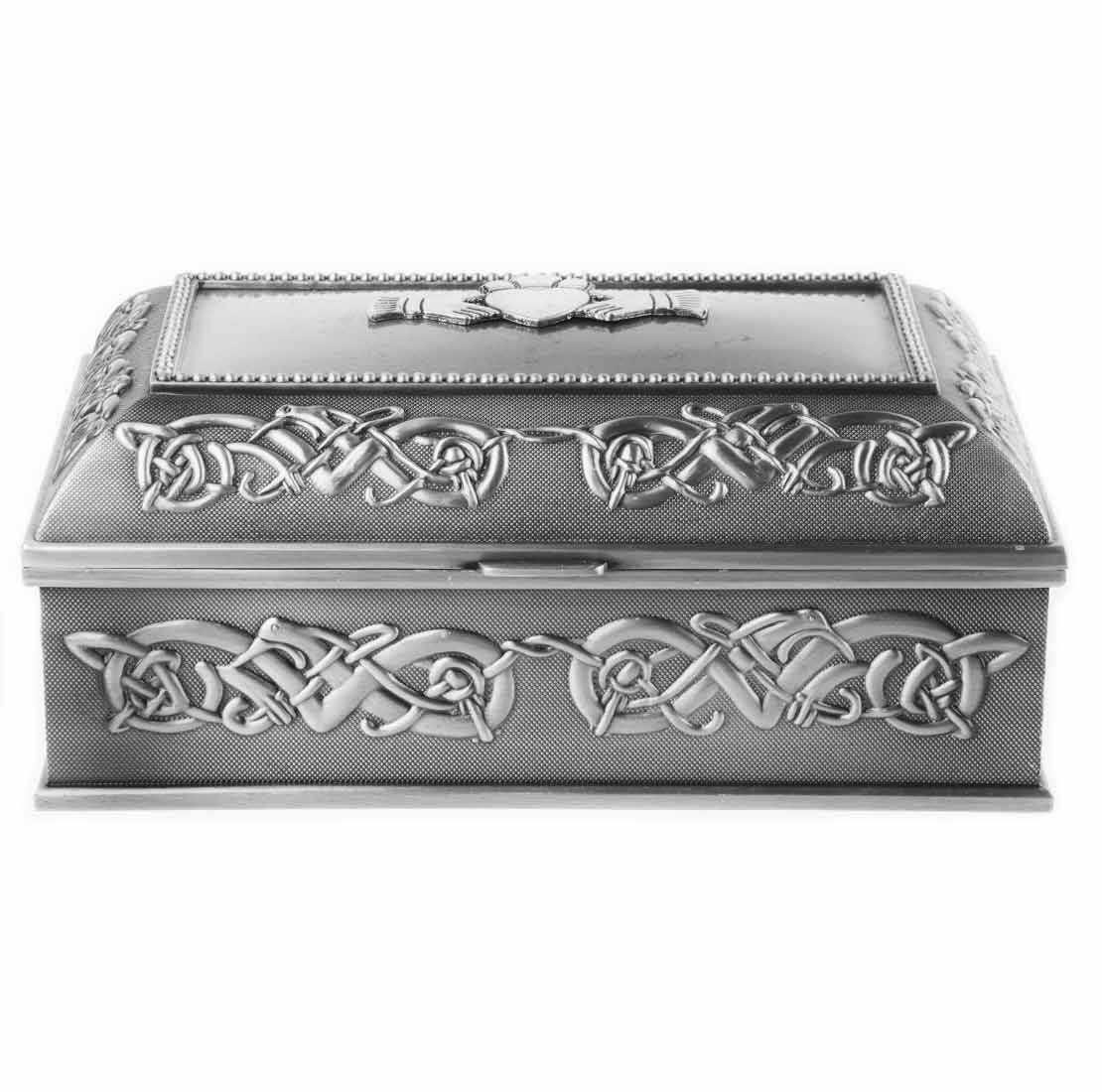 Pewter Jewellery Box Claddagh Pattern Small - Image 3