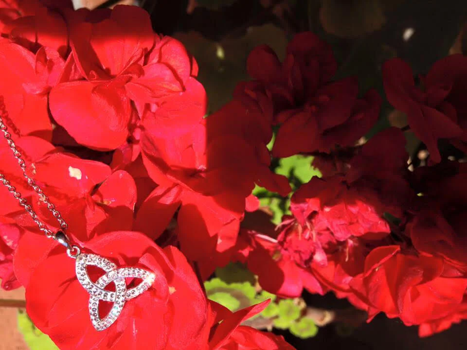 Platinum Plated Trinity Knot Necklace With Clear Crystals - Image 4