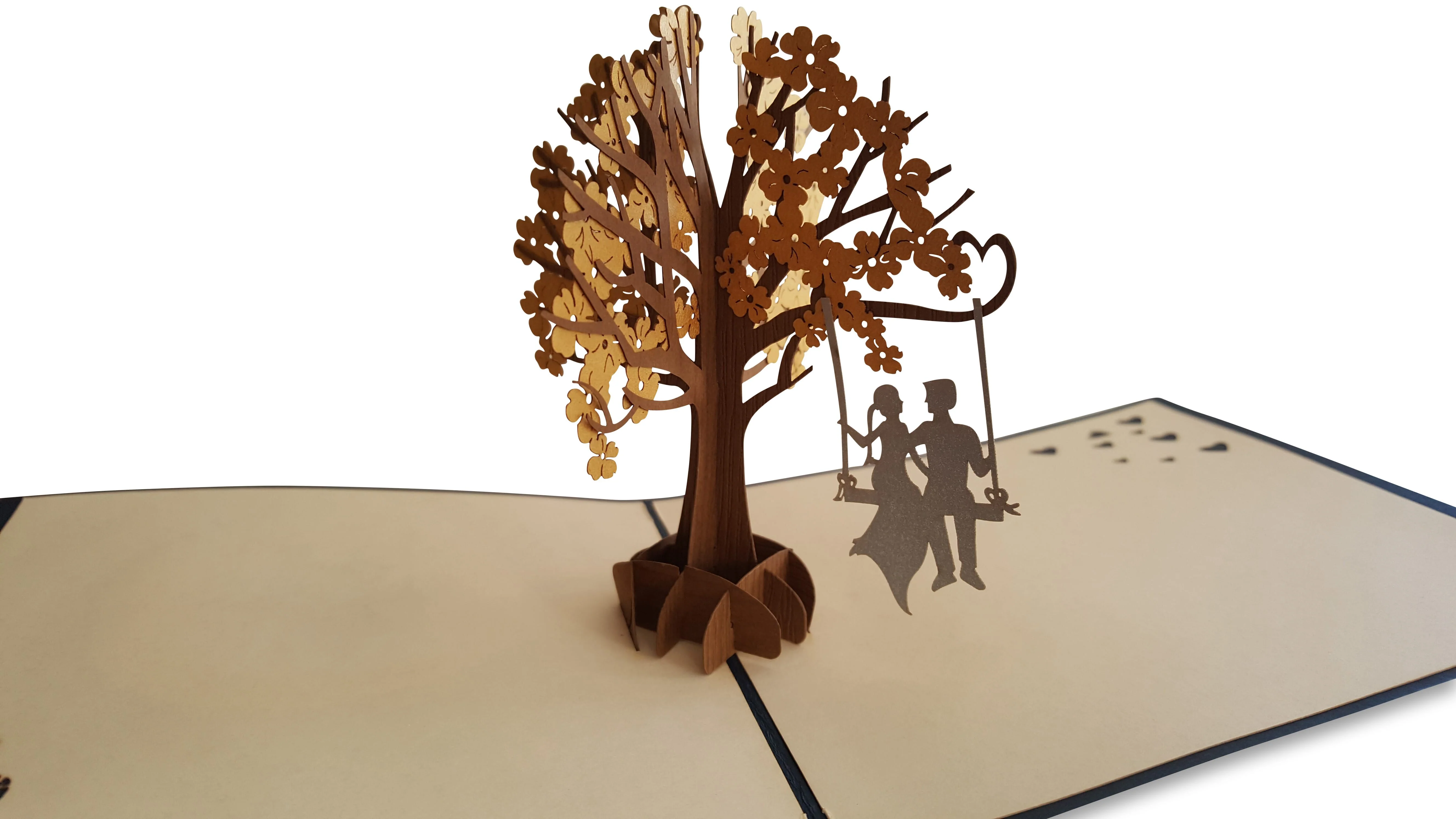 Pop-up Card With A Bride & Groom Sitting On A Tree Swing - Image 2