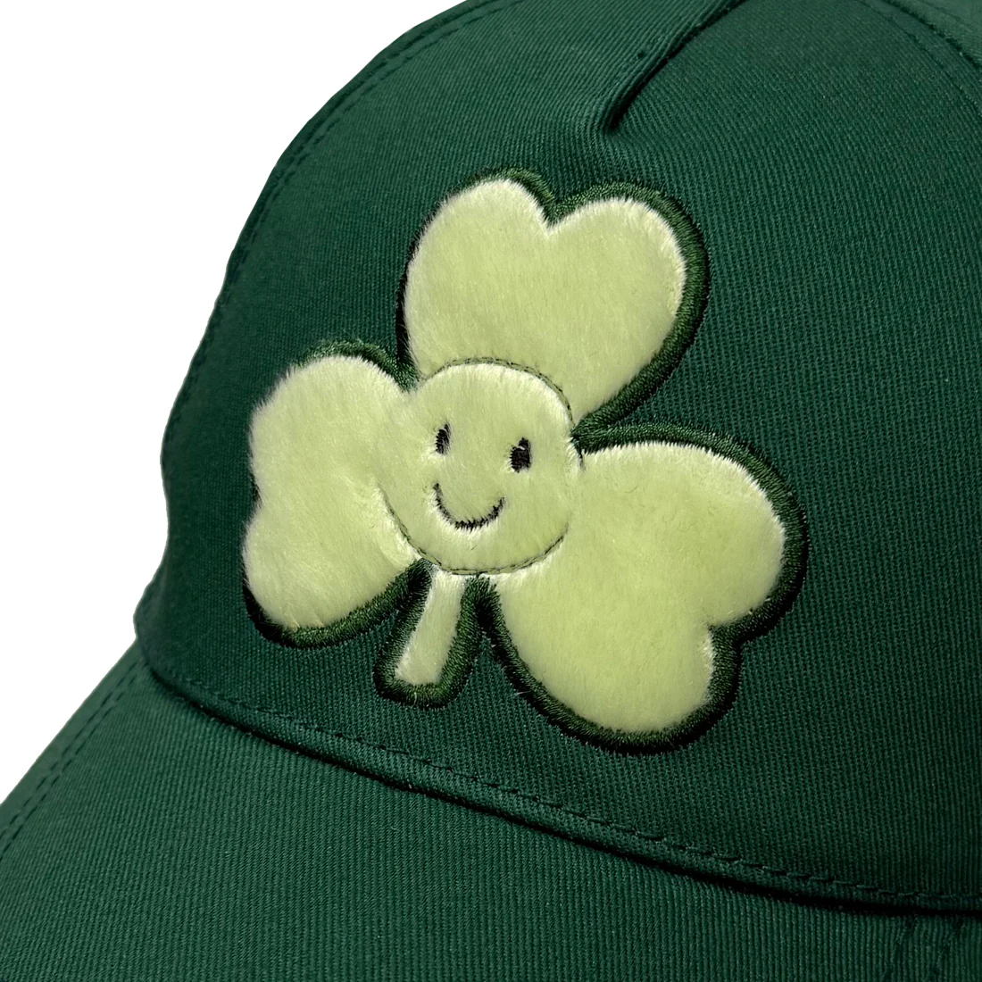 Power Green Plush Shamrock Embroidered Kids Baseball Cap - Image 3