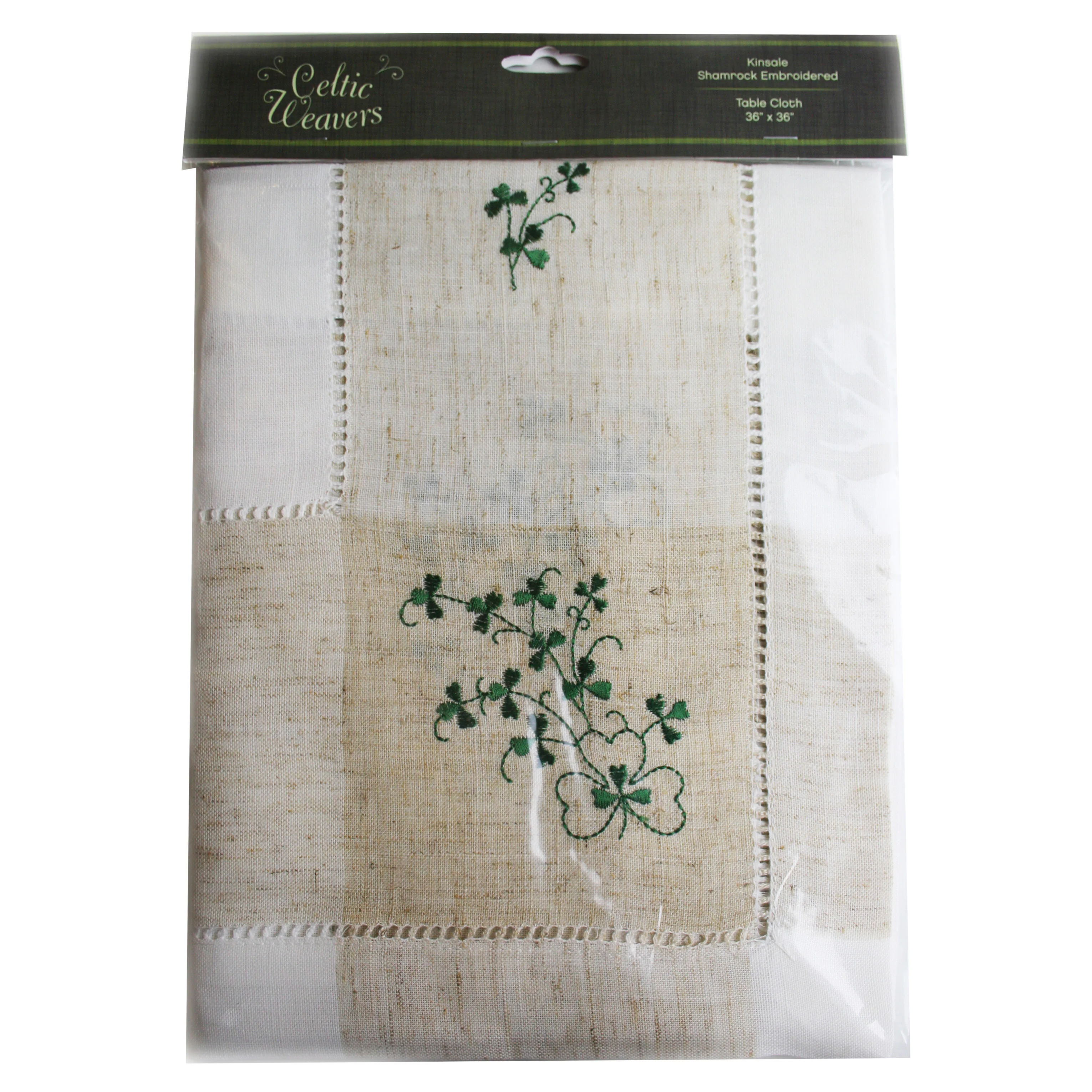 Pure Cotton Natural Tablecloth Designed With Shamrock Crochet 36” X 36” - Image 3