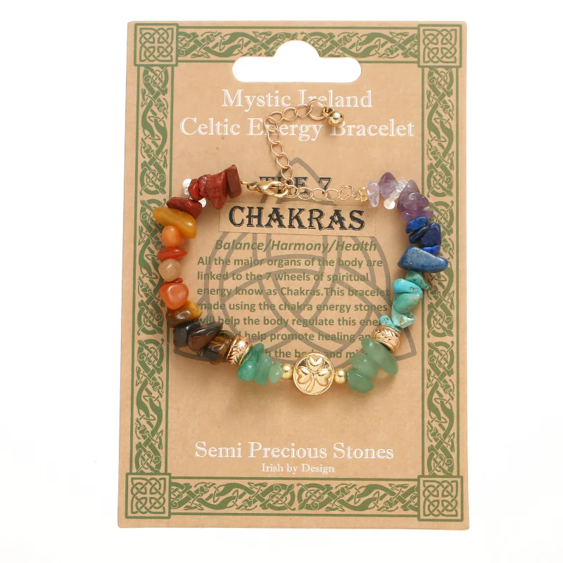 Rainbow Coloured 7 Chakra Bracelet with Semi-Precious Stone Chips - Image 3