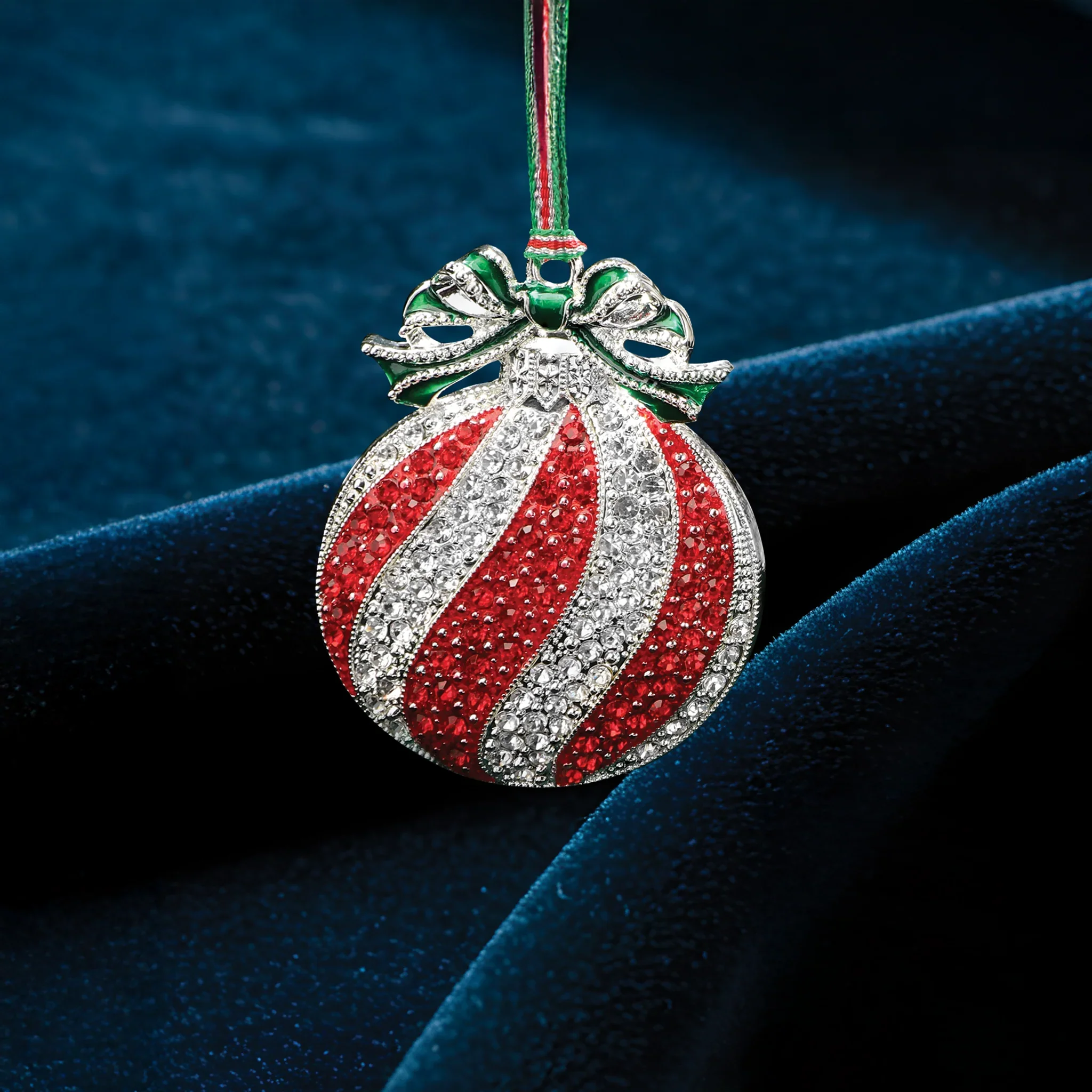 Red & Clear Stone Bauble Christmas Tree Decoration - Image 2