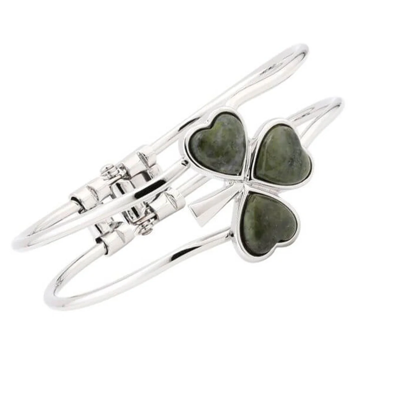 Rhodium Plated Marble Shamrock Bangle - Image 2