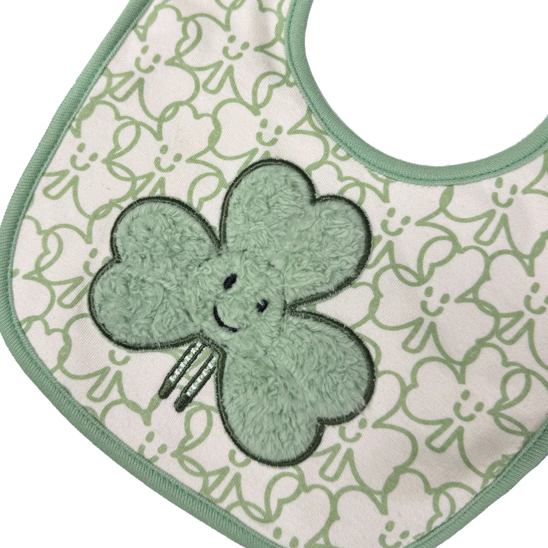 Shamrock Cream All Over Print Plush Baby Bib - Image 2