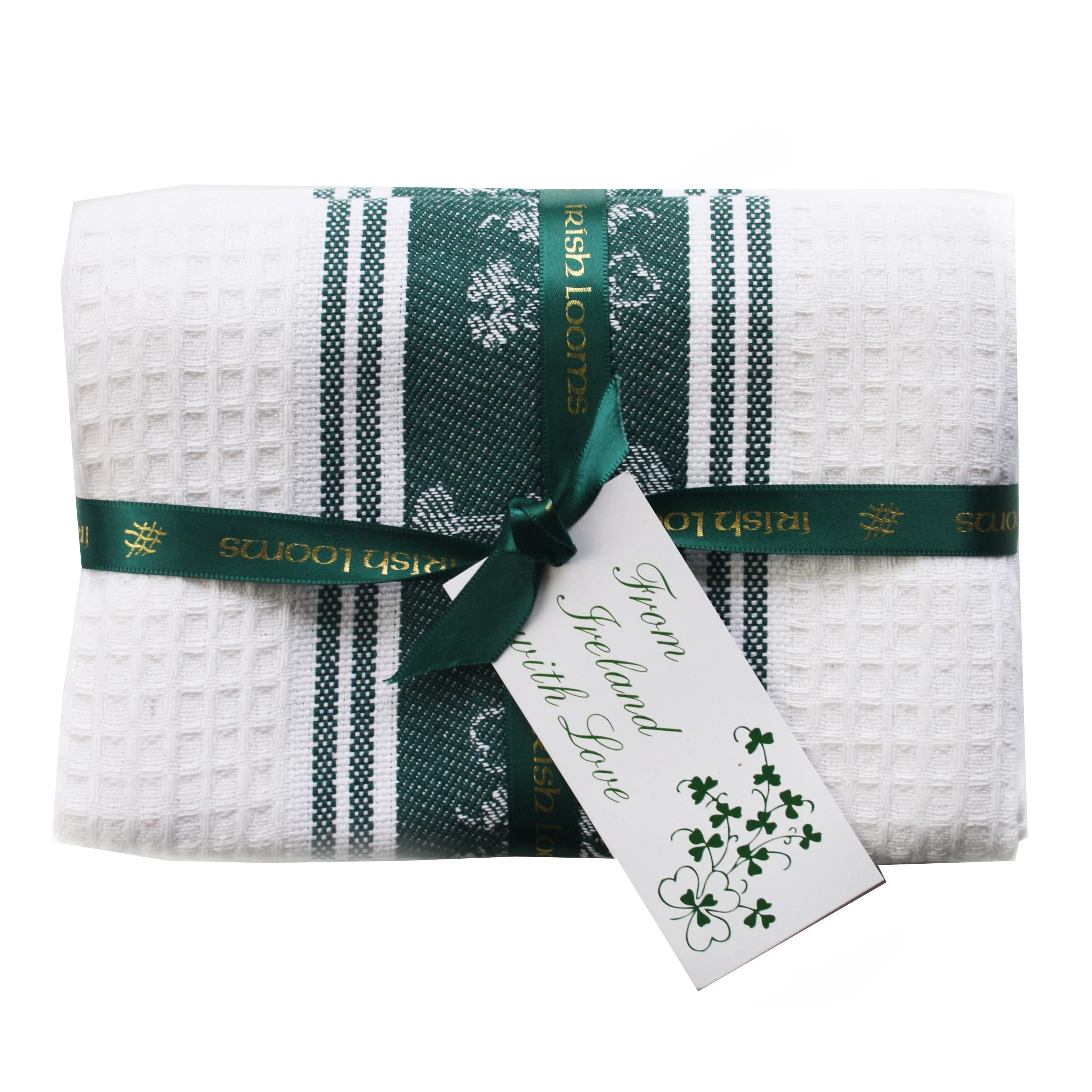 Shamrock Embroidered Waffle Tea Towel (2 Pack)