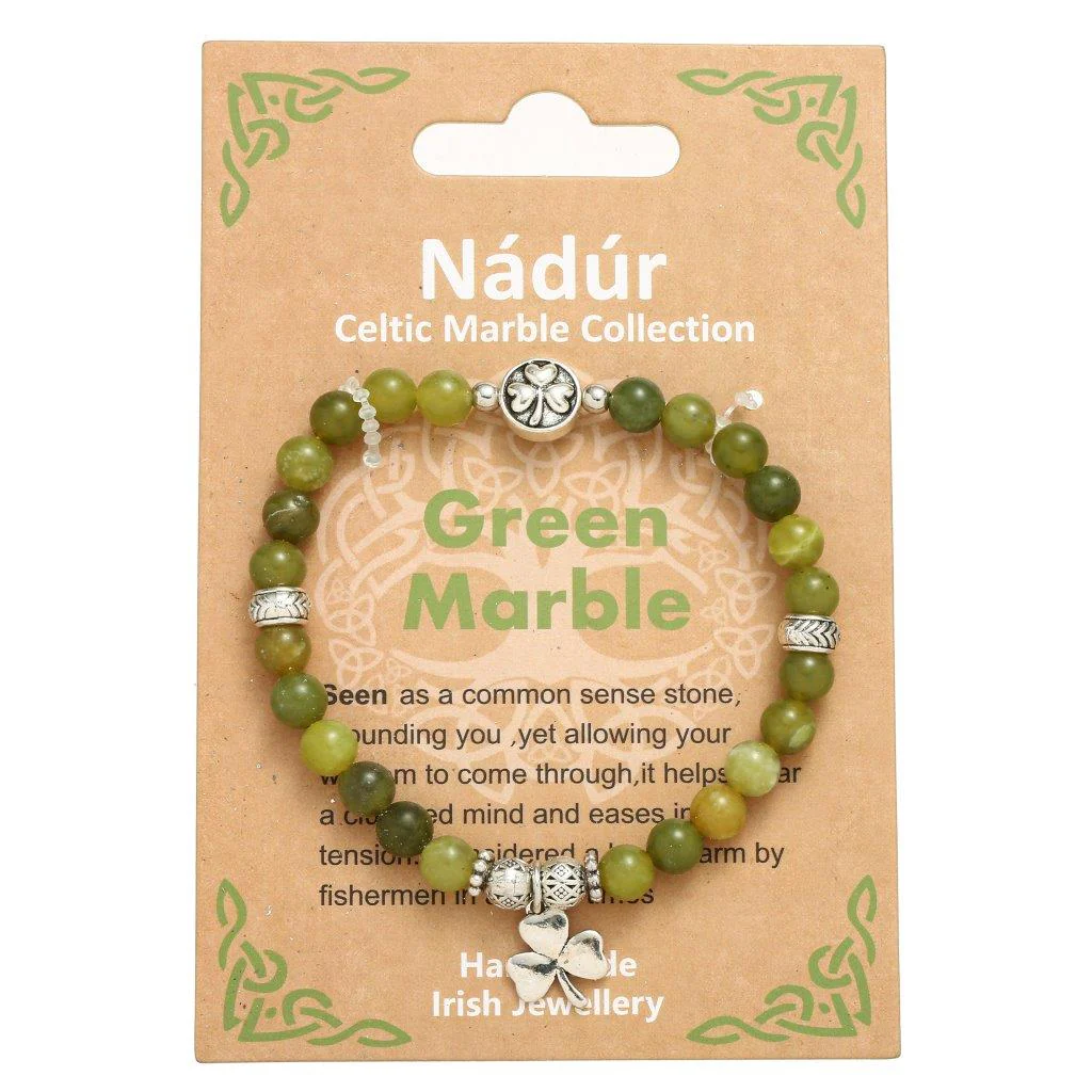 Shamrock Green Marble Stretch Bracelet - Image 3