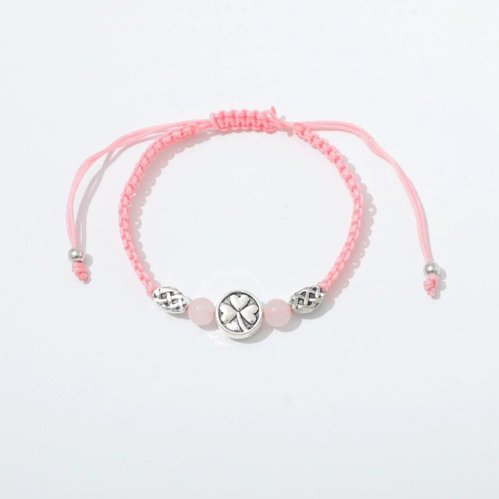 Shamrock Semi Precious Rose Quartz Bracelet
