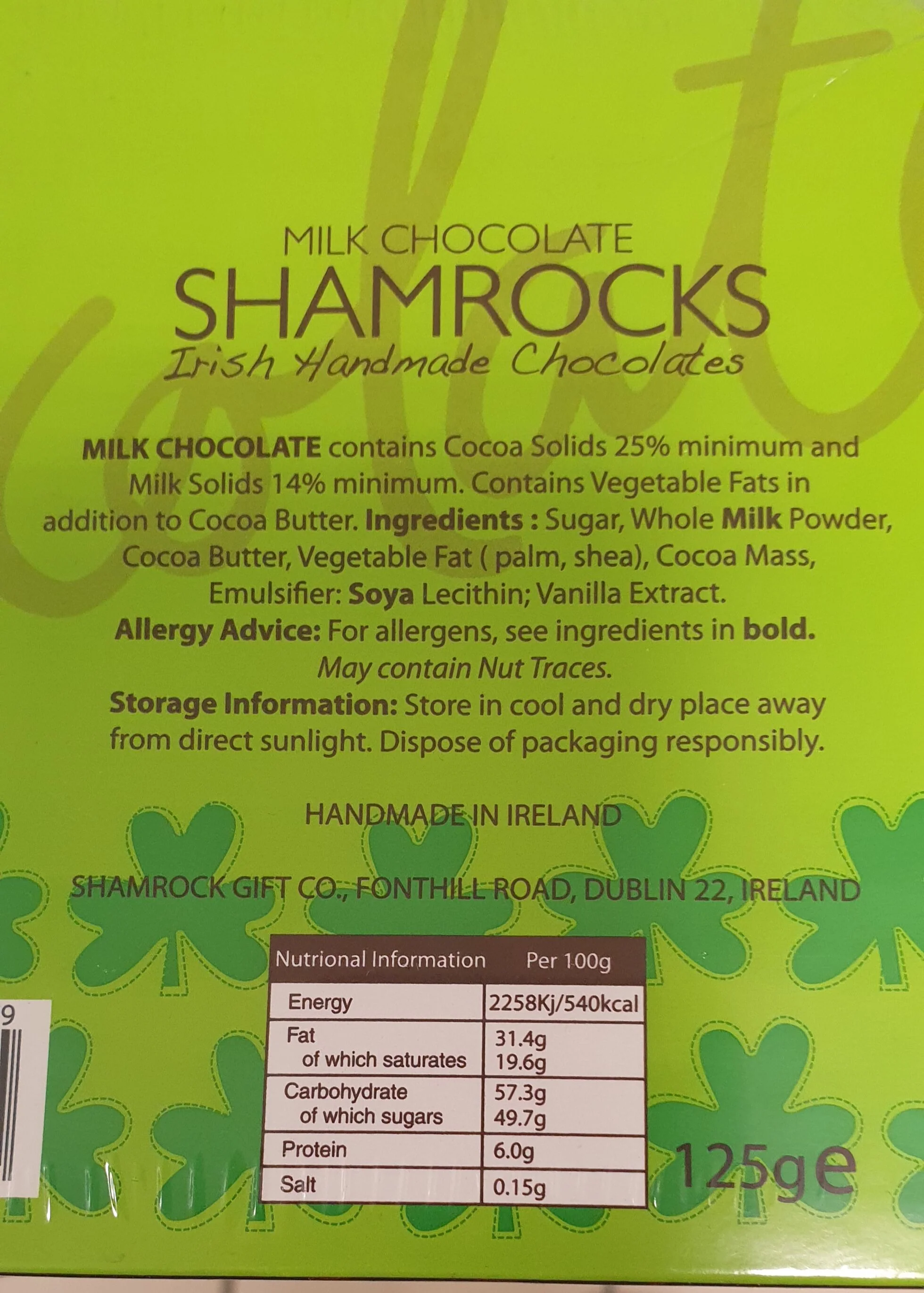Shamrock Shaped Milk Chocolate 100g - Image 3