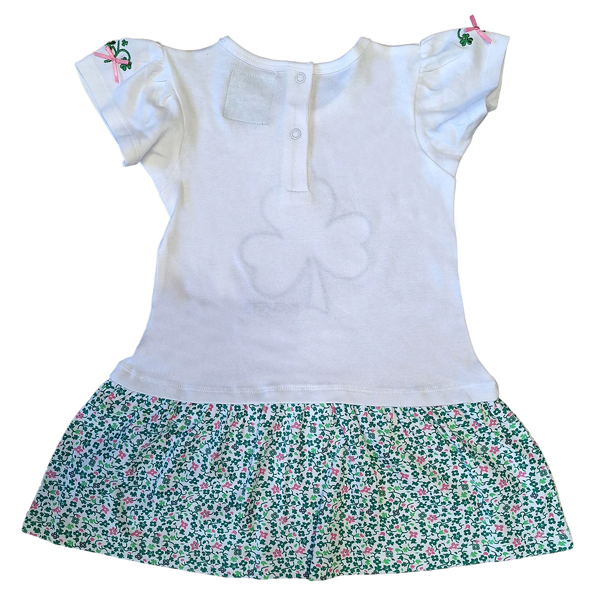Shamrock White Applique Kids Frill Dress - Image 4