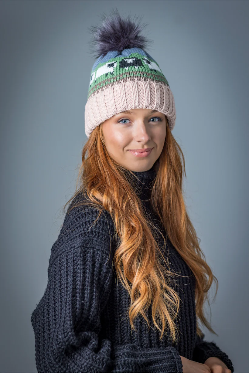 Sheep Pom Pom Hat Blush - Image 4