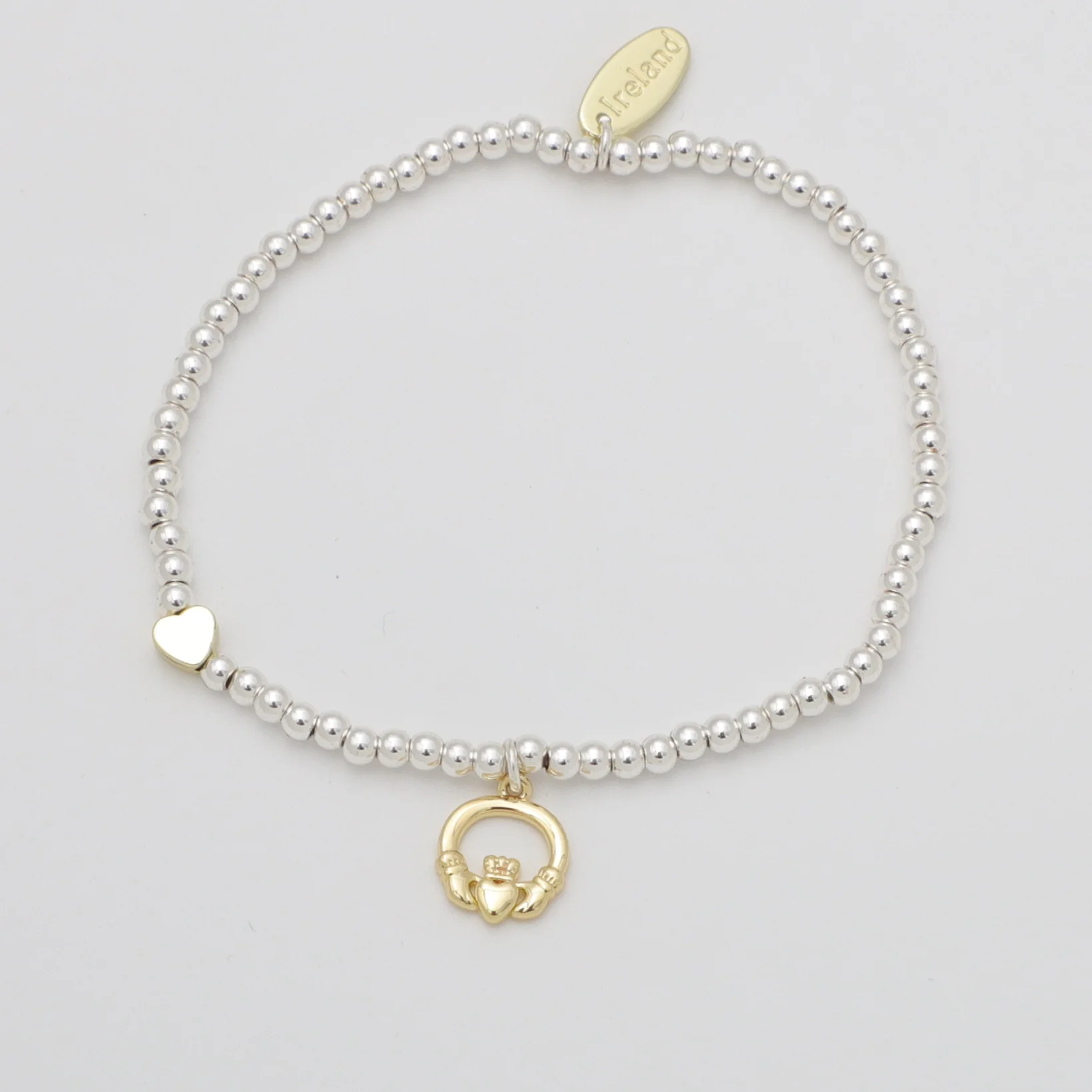 Silver Beaded Claddagh Bracelet