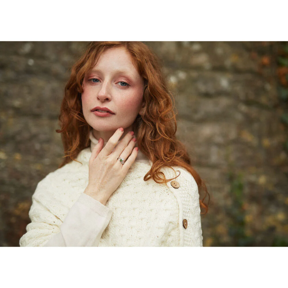 Silver Claddagh Ring Connemara Marble Women's - Image 3