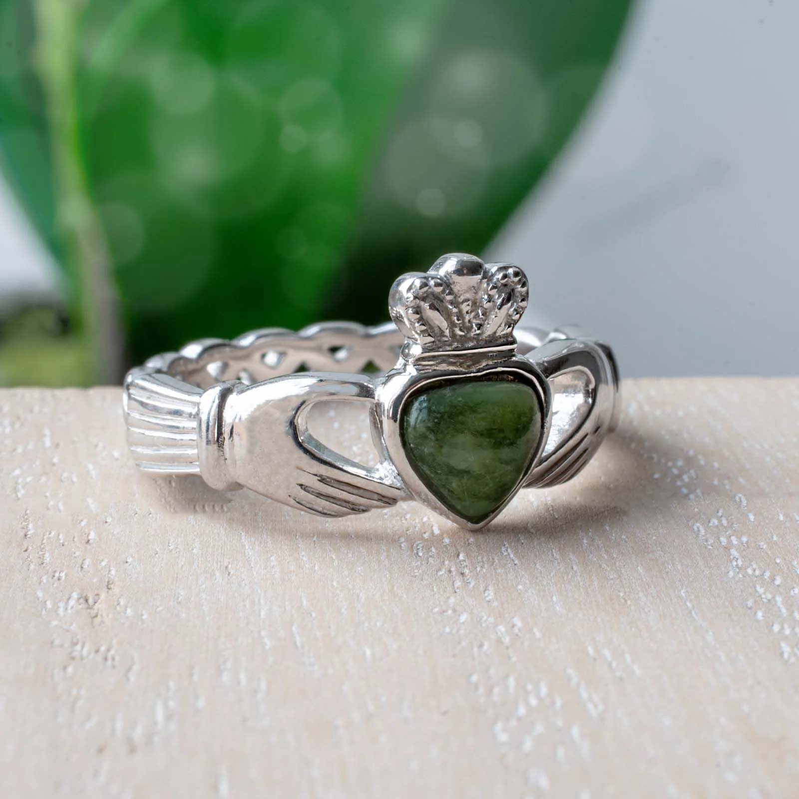 Silver Claddagh Ring Connemara Marble Women's - Image 5