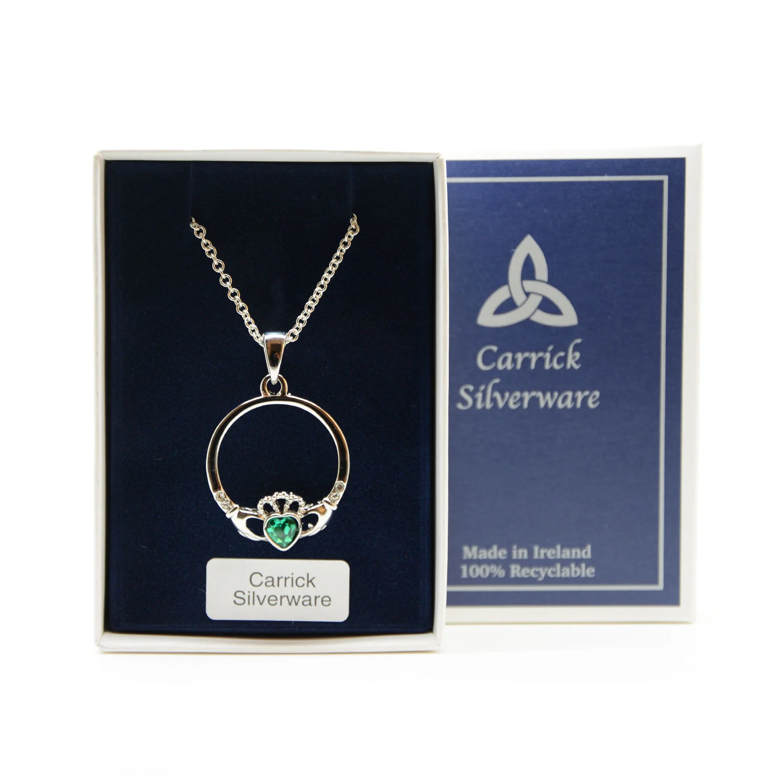 Silver Plated Carrick Silverware Celtic Claddagh Ring Pendant - Image 2
