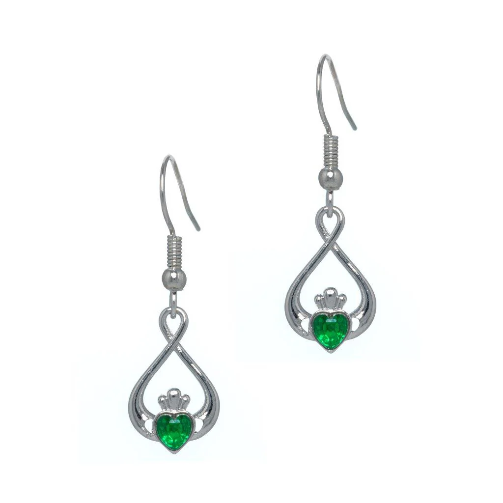 Silver Plated Claddagh Drop Earrings