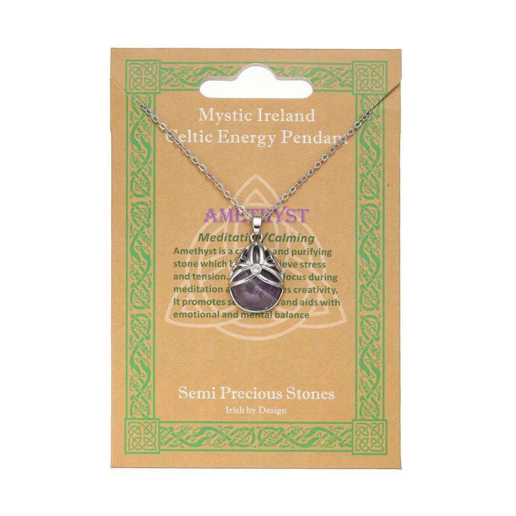 Silver Plated Tear Drop Amethyst Pendant - Image 2