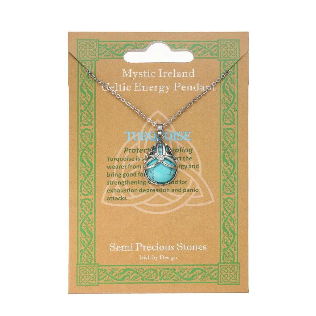 Silver Plated Tear Drop Turquoise Pendant - Image 2