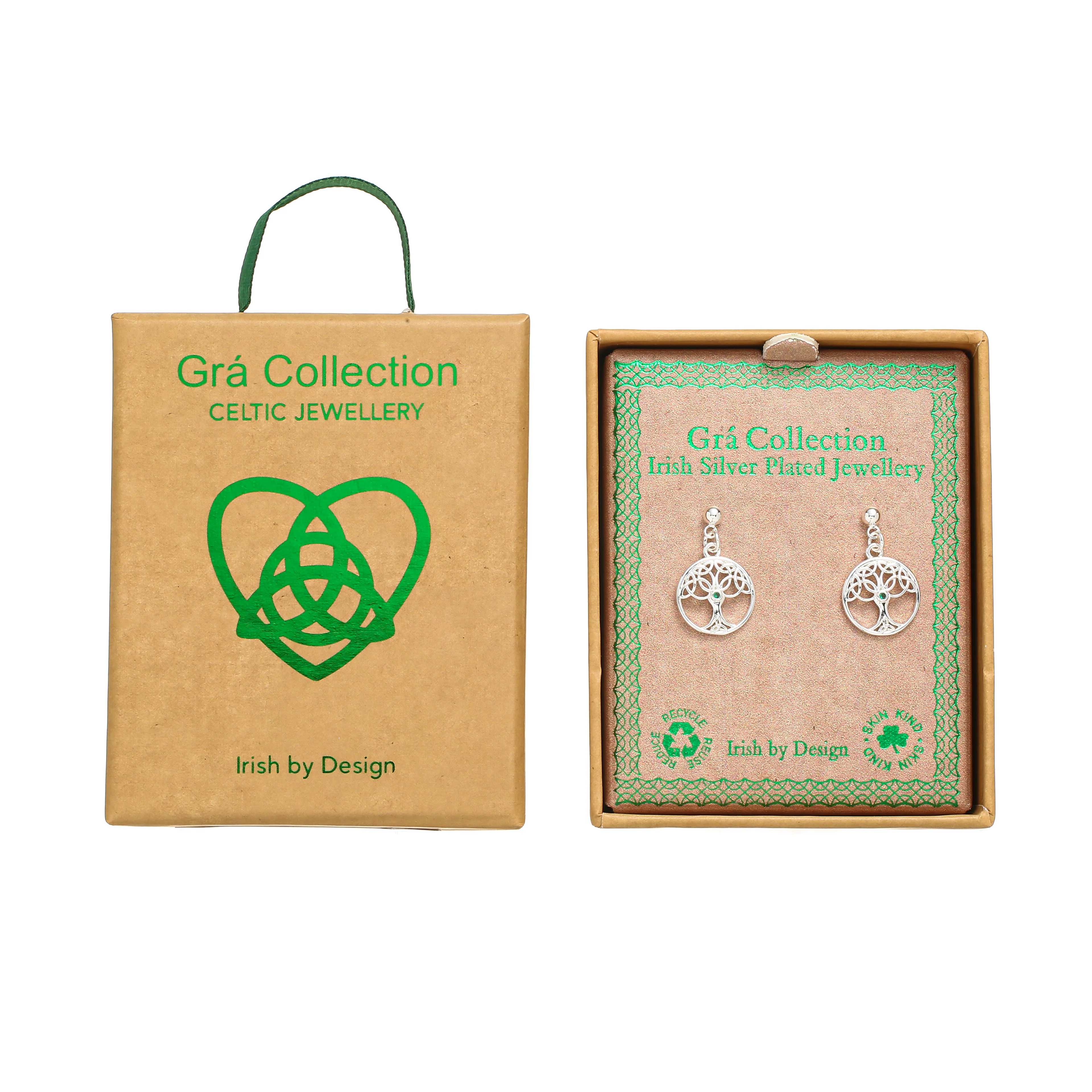 Silver Plated Trinity Tree of Life Drop Earrings - Image 3