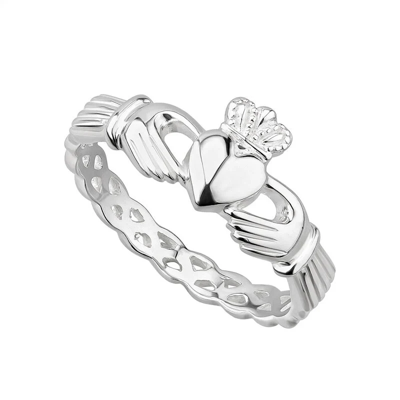 Silver Weave Claddagh Ring Women's