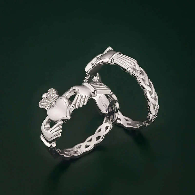 Silver Weave Claddagh Ring Women's - Image 3