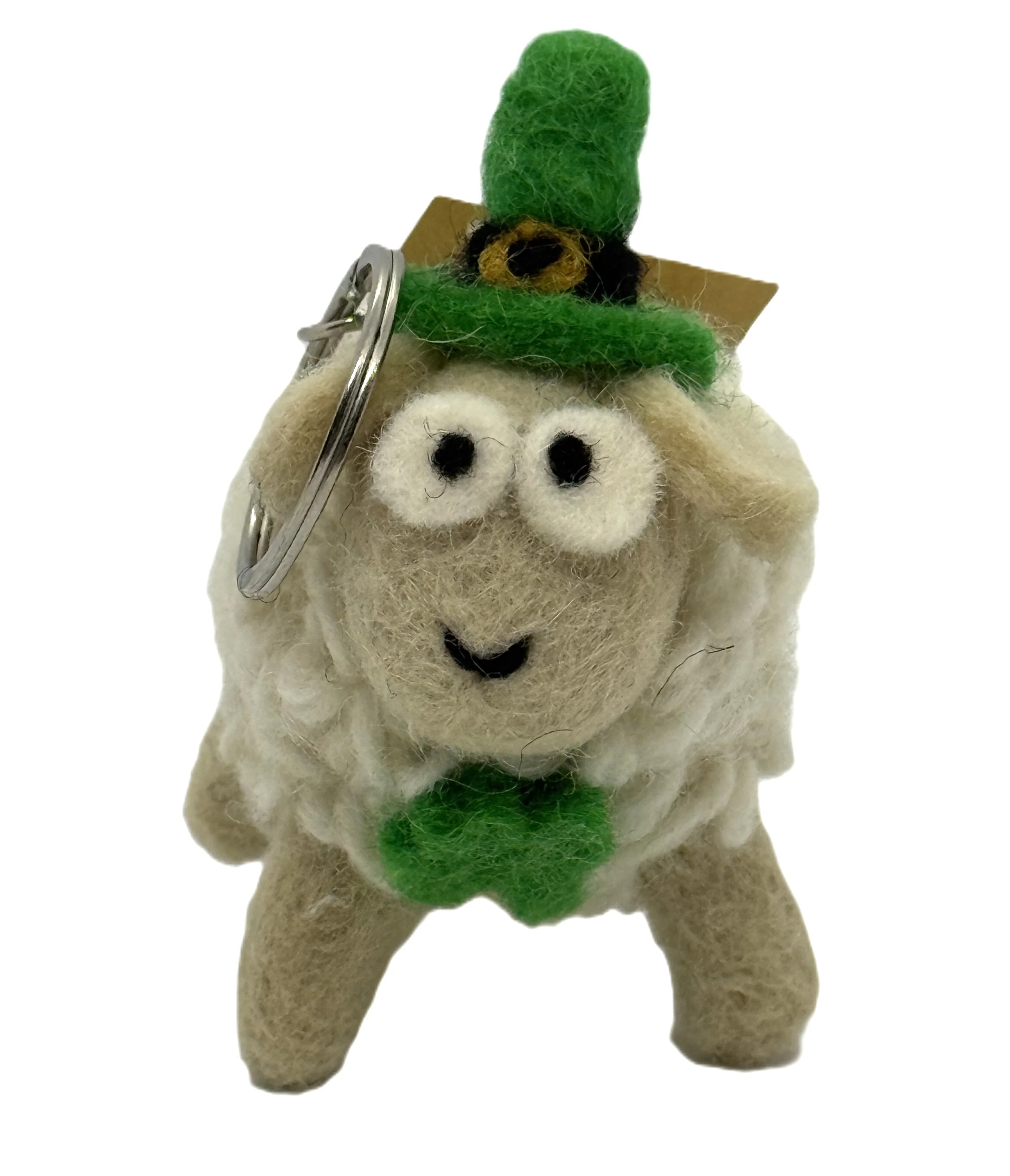Small White Sheep with Green Hat & Keyring - Image 2