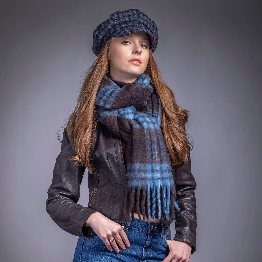 Soft Touch Herringbone Blue Blanket Scarf - Image 2