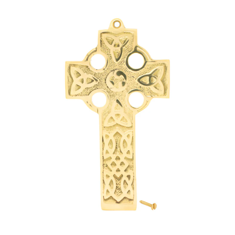 Solid Brass Trinity Knots Medium Flat Celtic Cross