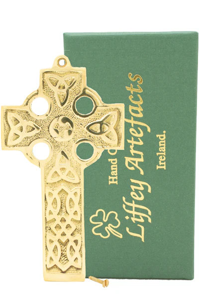 Solid Brass Trinity Knots Medium Flat Celtic Cross - Image 2