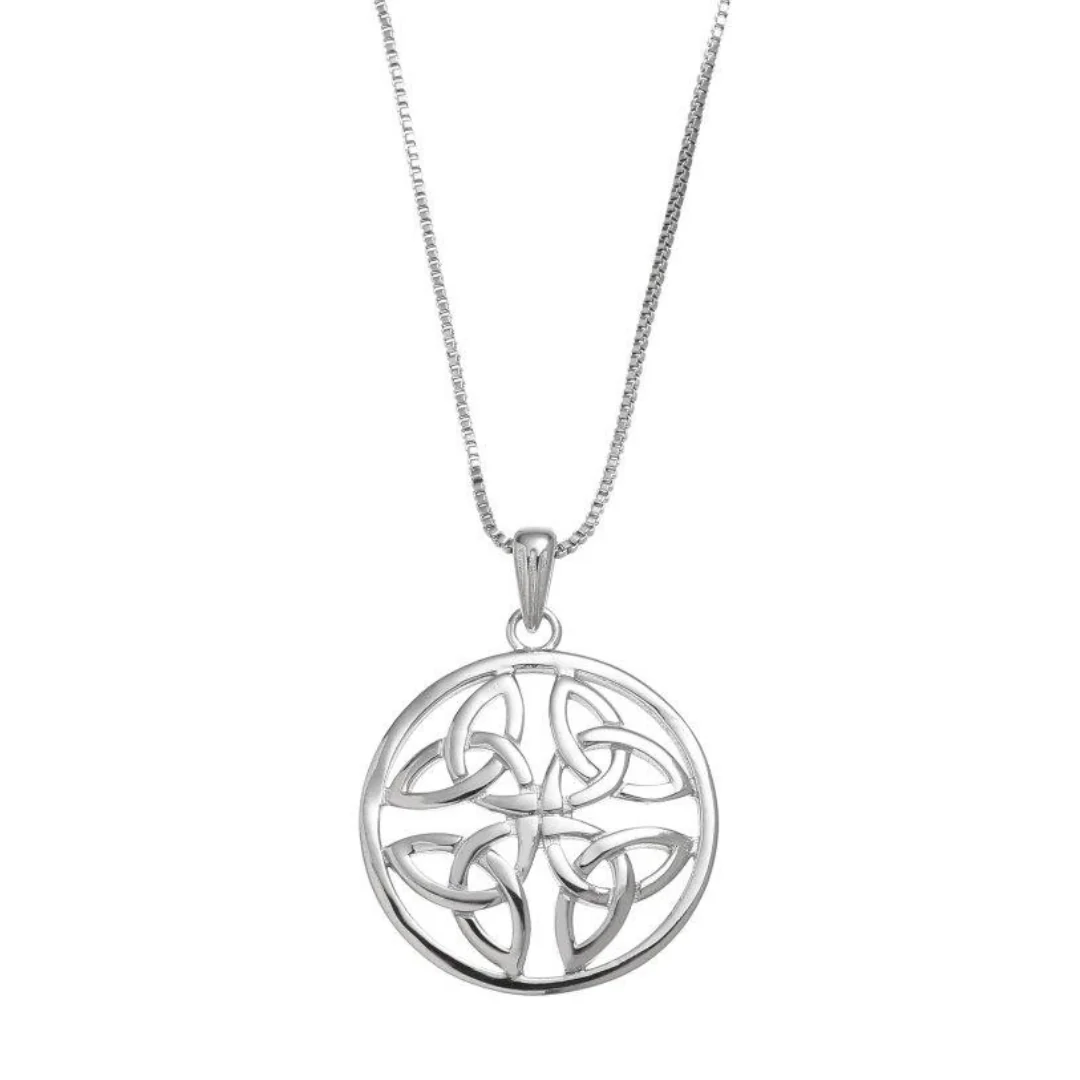 Sterling Silver 4 Trinity Knot Circle Necklace