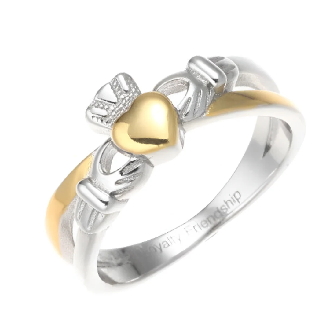 Sterling Silver And Gold Claddagh Ring
