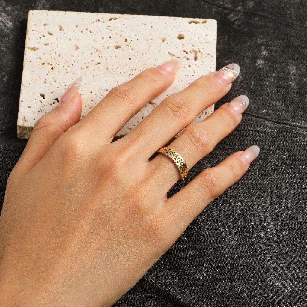 Sterling Silver And Gold Plated Trinity Band Ring - Image 2
