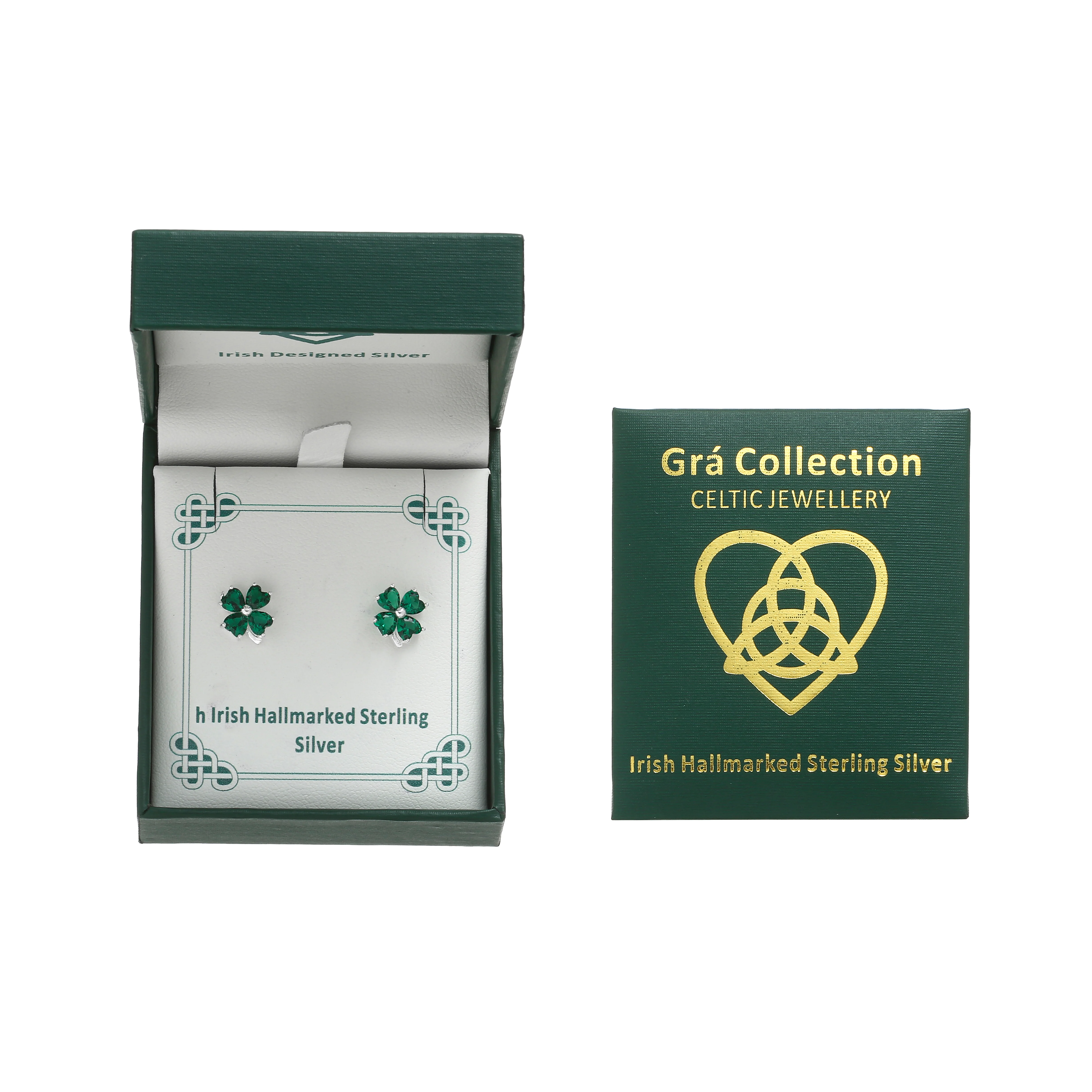 Sterling Silver Four Stone Green Clover Earrings - Image 3