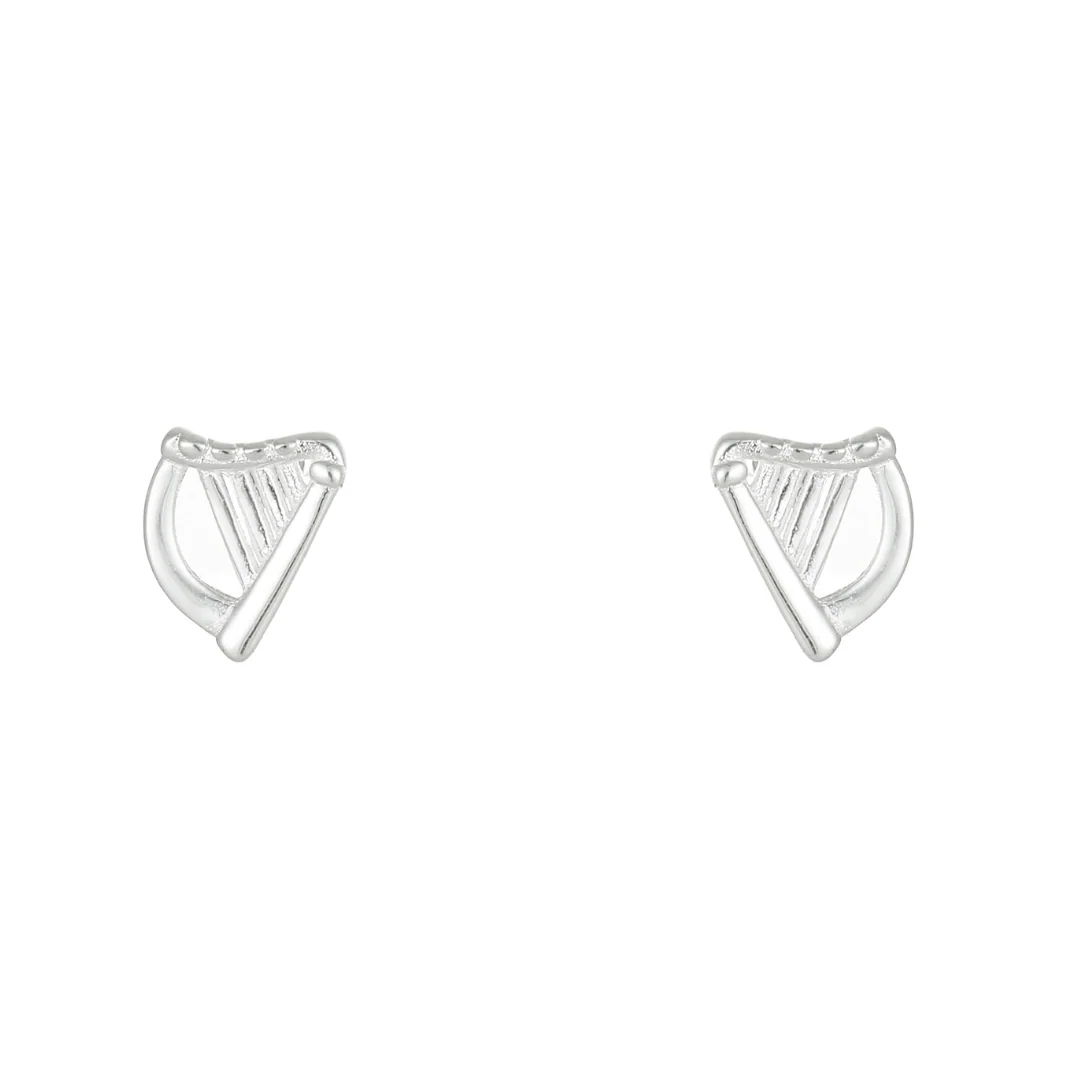 Sterling Silver Harp Stud Earrings