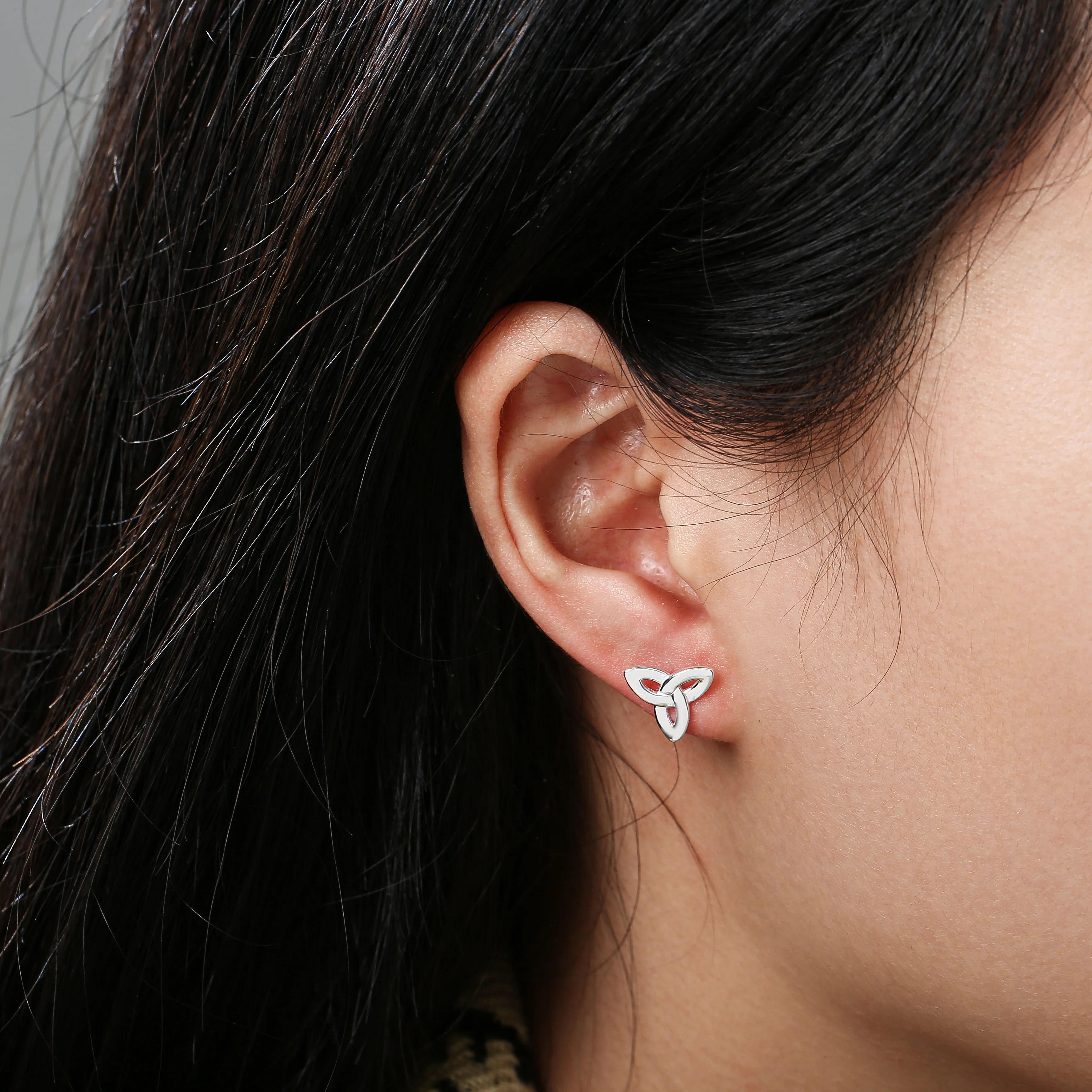 Sterling Silver Plan Trinity Stud Earrings - Image 3