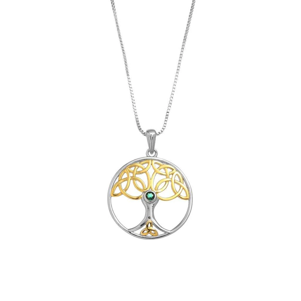 Sterling Silver & Spot Gold Tree Of Life Pendant